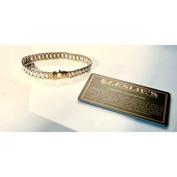 New 14k Italian Gold Men's 8-1/4" Two-Tone Link Bracelet, 18 grams - Picture 6 of 13